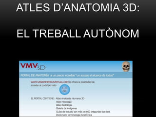 ATLES D’ANATOMIA 3D:
EL TREBALL AUTÒNOM
 