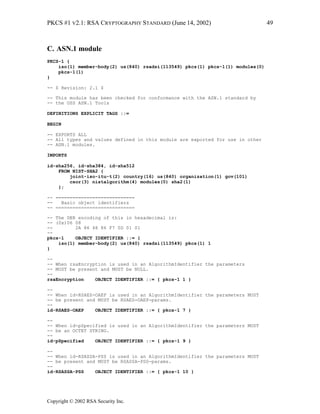 Pkcs#1 V2.1 (Cryptography Standard) Included #2,#4 | PDF