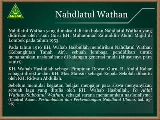 Nahdlatul Wathan yang dimaksud di sini bukan Nahdlatul Wathan yang
didirikan oleh Tuan Guru KH. Muhammad Zainuddin Abdul M...