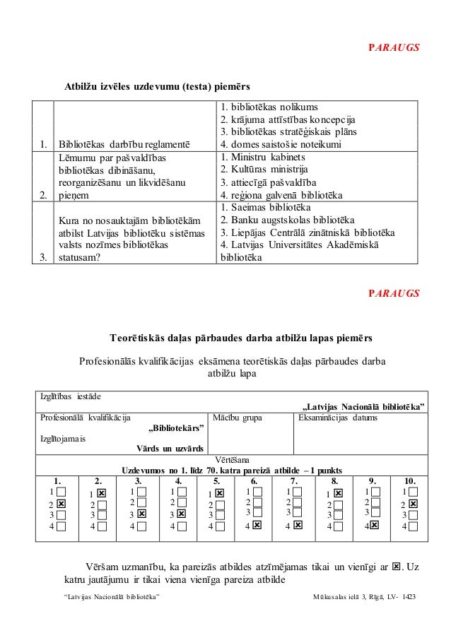 Informativs Materials Profesionalas Kvalifikacijas Eksamens Bibliote