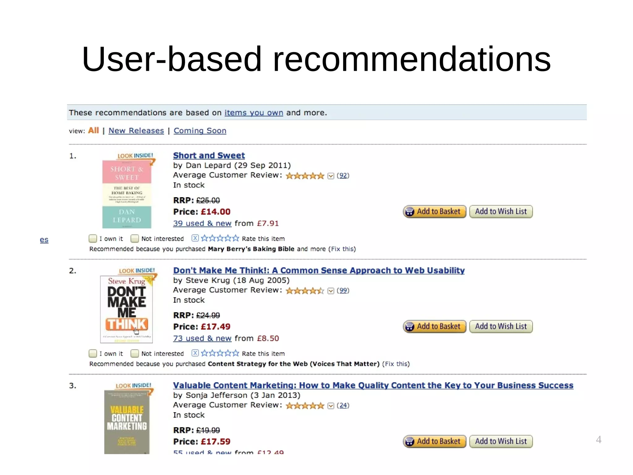 4
User-based recommendations
 
