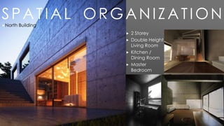 North Building
 2 Storey
 Double Height
Living Room
 Kitchen /
Dining Room
 Master
Bedroom
SPATIAL ORGANIZATION
 