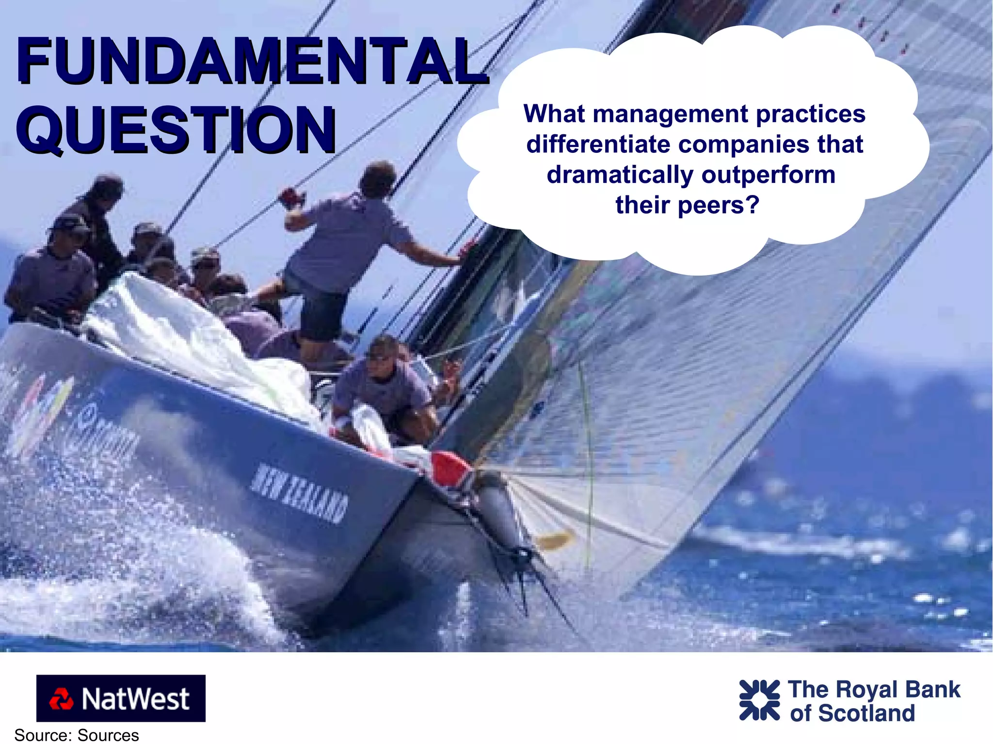 FUNDAMENTAL QUESTION What management practices differentiate companies that dramatically outperform their peers? 