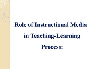 Role of Instructional Media
in Teaching-Learning
Process:
 