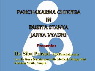 Panchakarma in Dusita Stanya Vyadhi