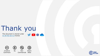 Thank you
Creative
Commons
By Non
Commercial
Share
Alike
This document is shared under
CC BY-NC-SA 4.0 license
 