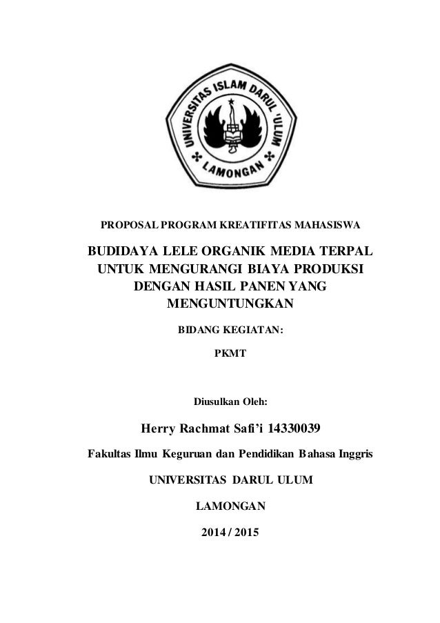 Proposal Program Kreatifitas Mahasiswa Budidaya Lele Organik Media Te