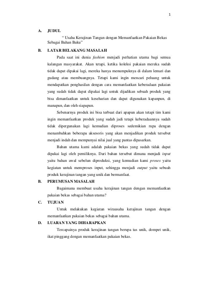 Contoh Proposal Kerajinan  Dari Bahan Limbah Gambaran