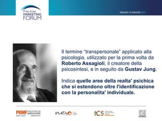 Il termine “transpersonale” applicato alla
psicologia, utilizzato per la prima volta da
Roberto Assagioli, il creatore della
psicosintesi, e in seguito da Gustav Jung. 
 
Indica quelle aree della realta' psichica
che si estendono oltre l'identificazione
con la personalita' individuale.
 