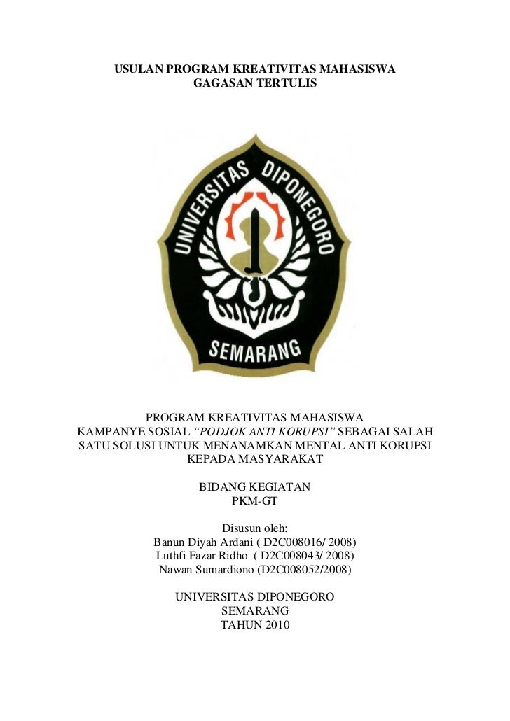 Contoh proposal program kreativitas mahasiswa gagasan tertulis Contoh proposal program kreativitas mahasiswa gagasan tertulis
