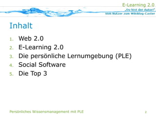 WEB 2.0   E-LEARNING 2.0   PLE   SOCIAL SOFTWARE   TOP 3
                                                           E-Lear...