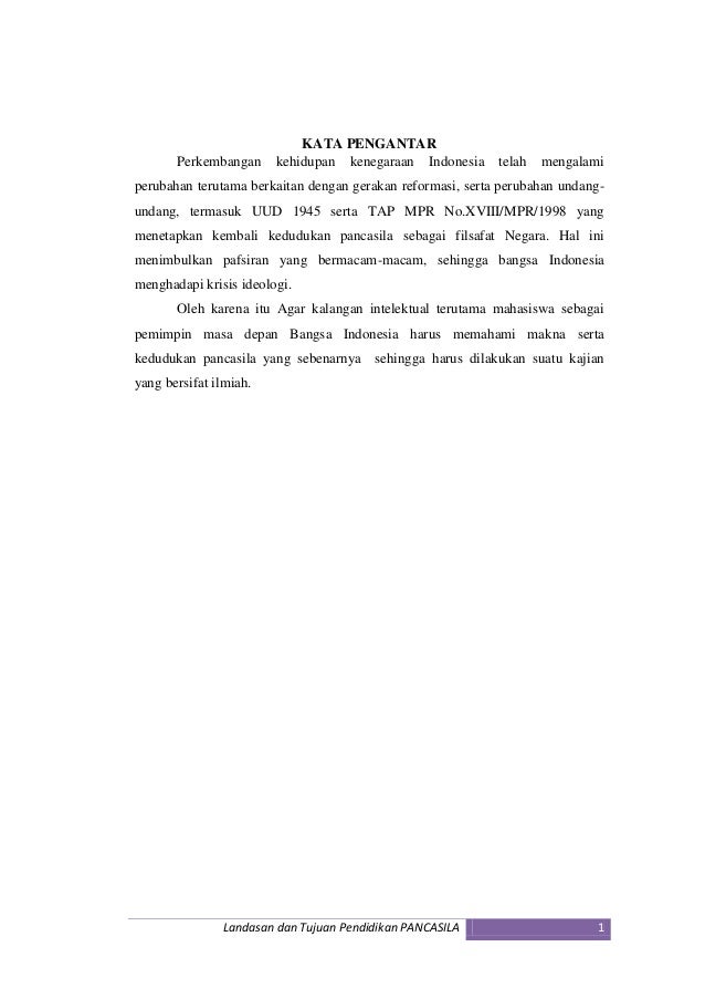 Landasan Dan Tujuan Pendidikan Pancasila
