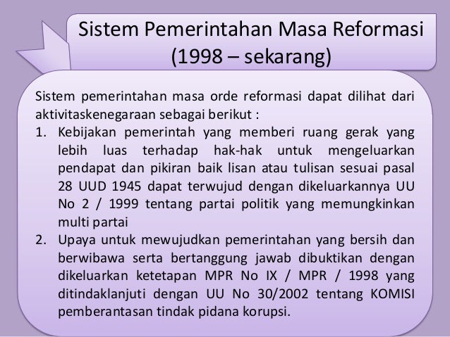 Pkn Pelaksanaan Demokrasi Pada Masa Reformasi