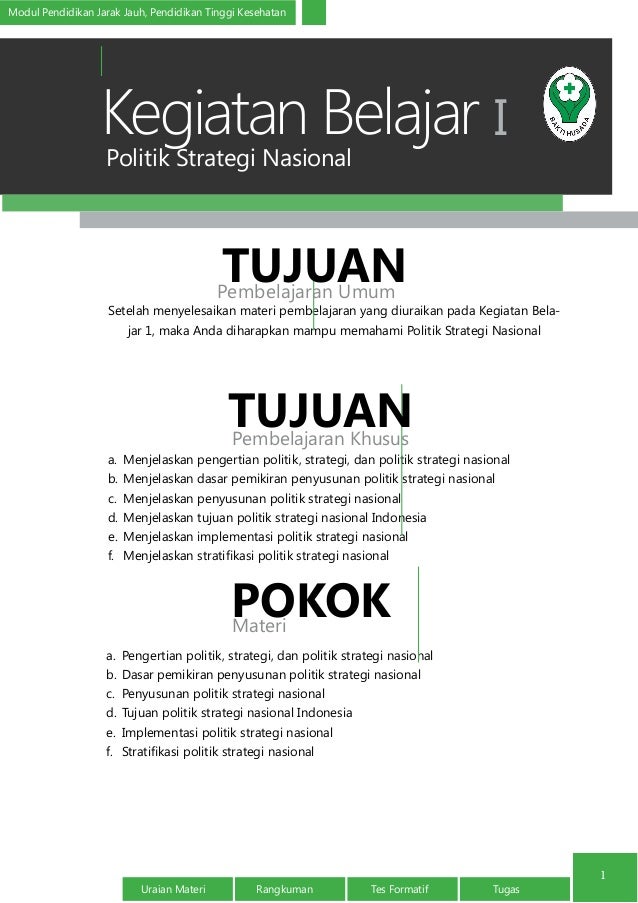Politik Strategi Nasional Politik Strategi Nasional