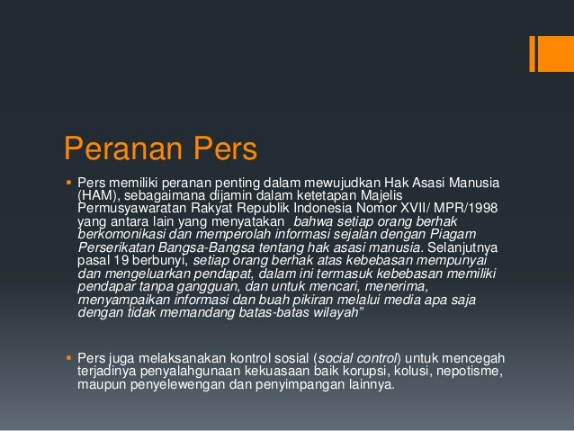 Peranan Pers Dalam Masyarakat Demokratis