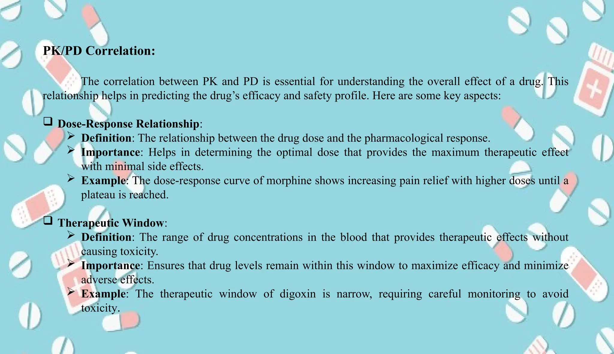 Pharmacokinetics and pharmacodynamic correlation in drug therapy | PPTX