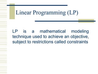 Linear Programming Problems : Dr. Purnima Pandit | PDF