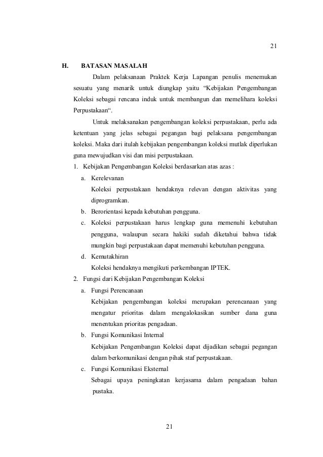 Contoh Laporan Praktek Kerja Perpustakaan Universitas