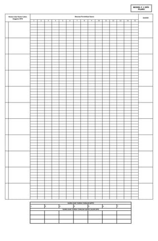 MODEL C 1 DPD
PLANO

Rincian Perolehan Suara

Nomor dan Nama Calon
Anggota DPD

1

2

3

4

5

6

7

8

9

Jumlah
10

11

12

13

NAMA DAN TANDA TANGAN KPPS
1

2

3

4

5

NAMA DAN TANDA TANGAN SAKSI CALON DPD

6

7

14

15

 