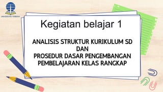 Kegiatan belajar 1
ANALISIS STRUKTUR KURIKULUM SD
DAN
PROSEDUR DASAR PENGEMBANGAN
PEMBELAJARAN KELAS RANGKAP
 