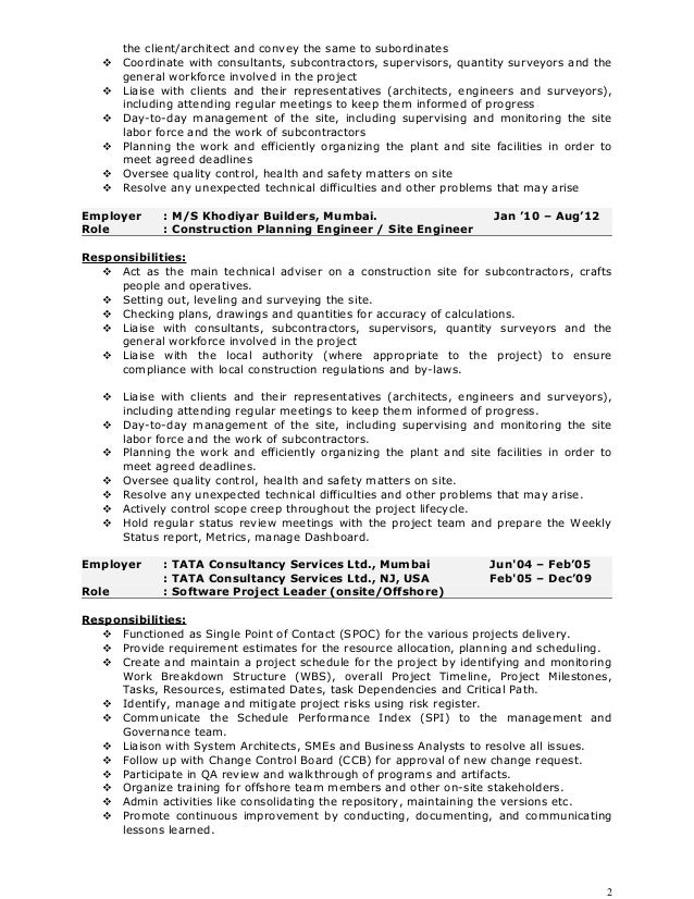 pankaj resume construction project manager resume construction manager