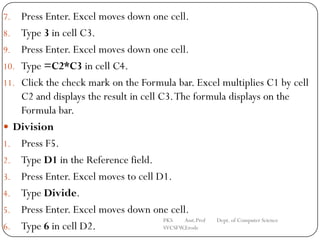 Pks ms excel unit 2_bcomcs | PDF