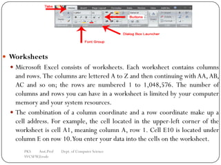 Pks ms excel unit 2_bcomcs | PDF