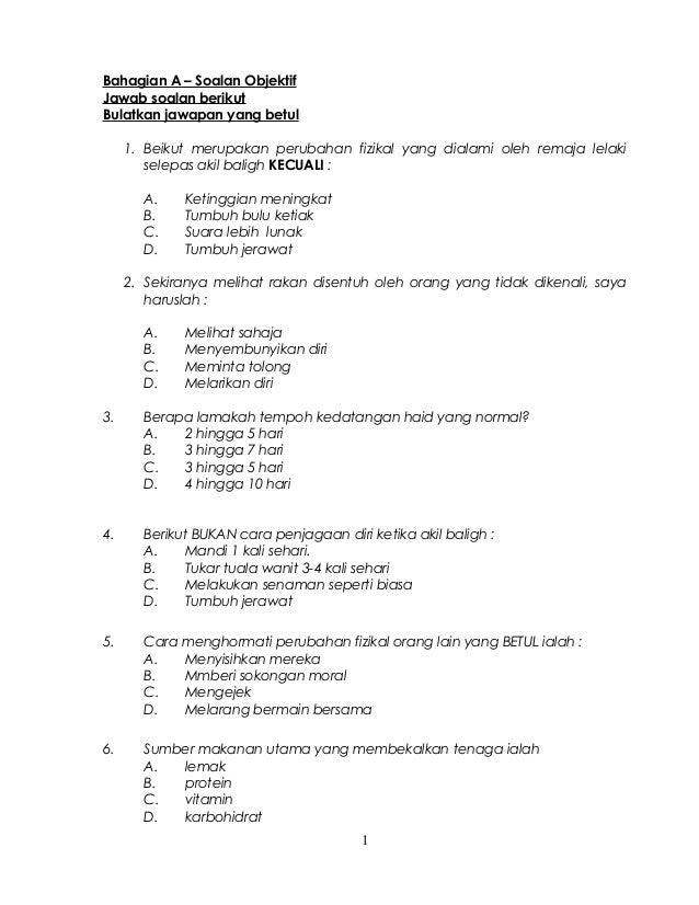 Soalan Pendidikan Kesihatan Tahun 4 2018