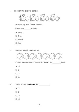 Mathematics Year 1 PKSR 1 Paper 1 2017 | PDF