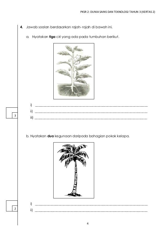 Dunia Sains dan Teknologi Tahun 3 PKSR 2 Kertas 2 2016