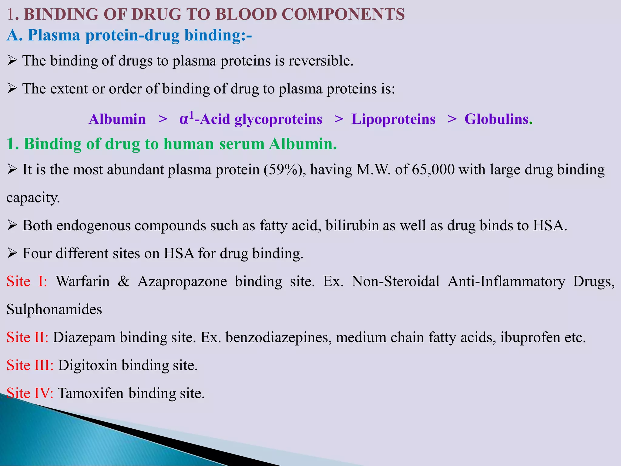 Drug Interactions and protein drug binding interactions | PDF