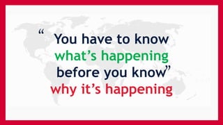 “
“
You have to know
what’s happening
before you know
why it’s happening
 