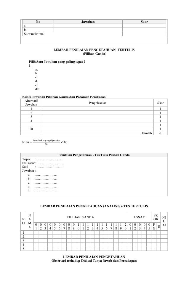 Pedoman penskoran soal essay