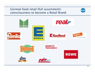 German food retail (full assortment):
consciousness to become a Retail Brand




                                         18
 