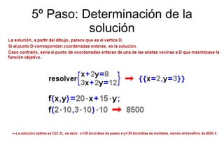 5º Paso: Determinación de la
          solución
 