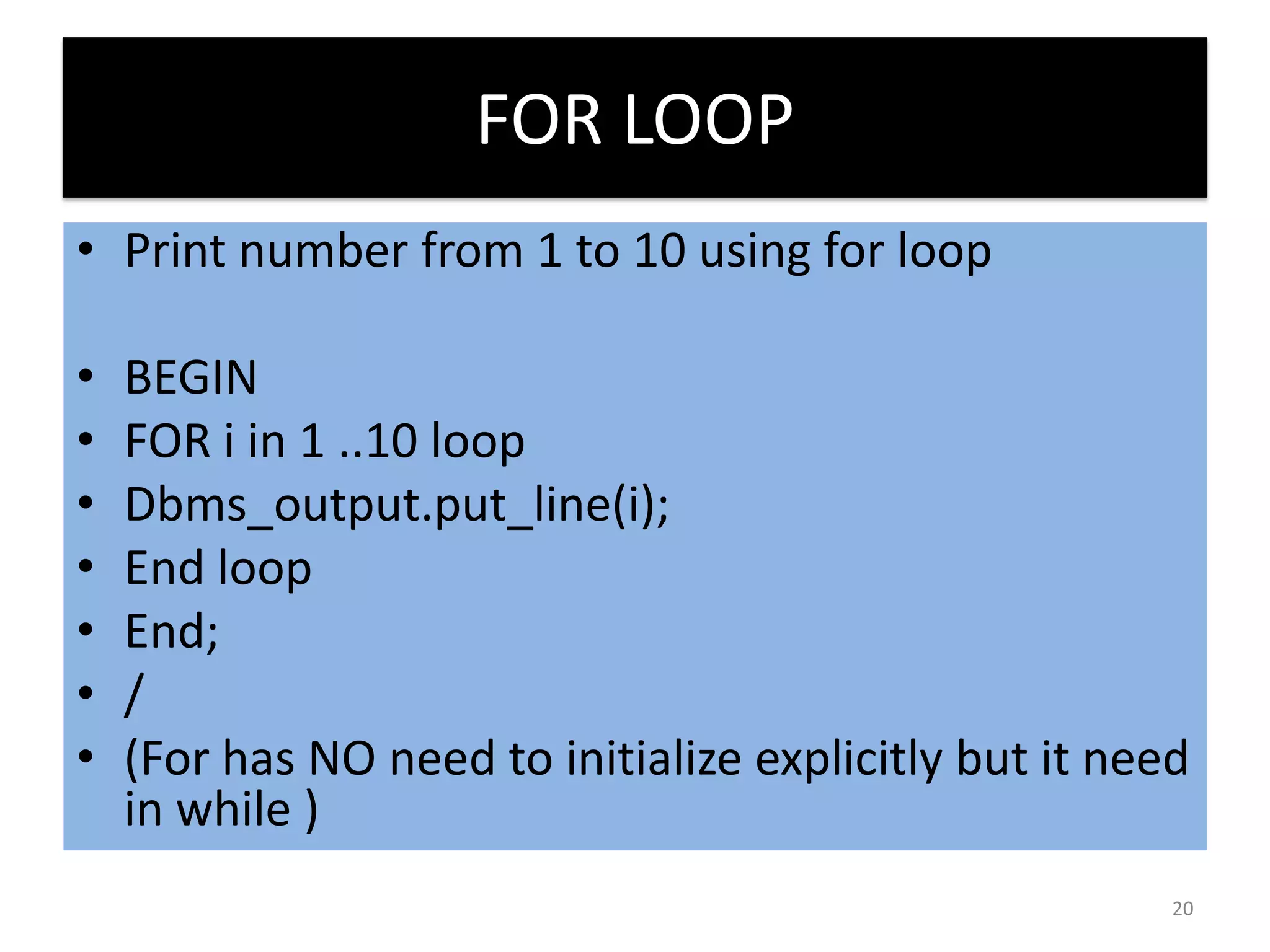 ORACLE PL SQL FOR BEGINNERS | PPTX | Databases | Computer Software and ...