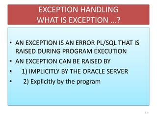 ORACLE PL SQL FOR BEGINNERS | PPTX