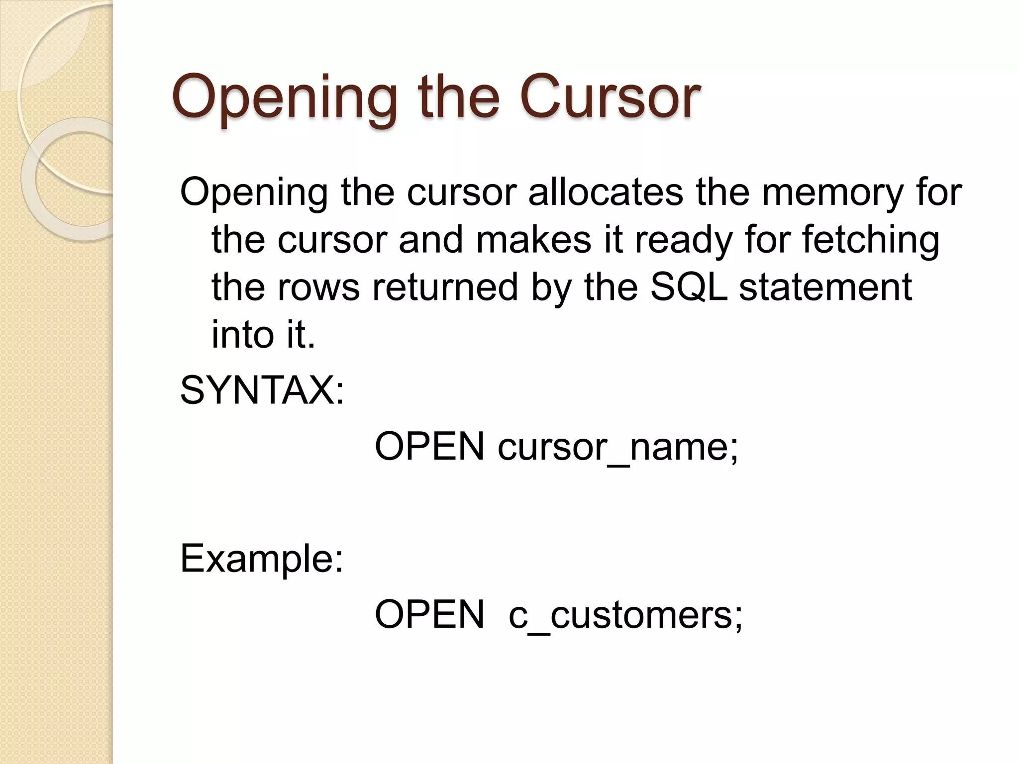 PL/SQL - CURSORS | PPTX