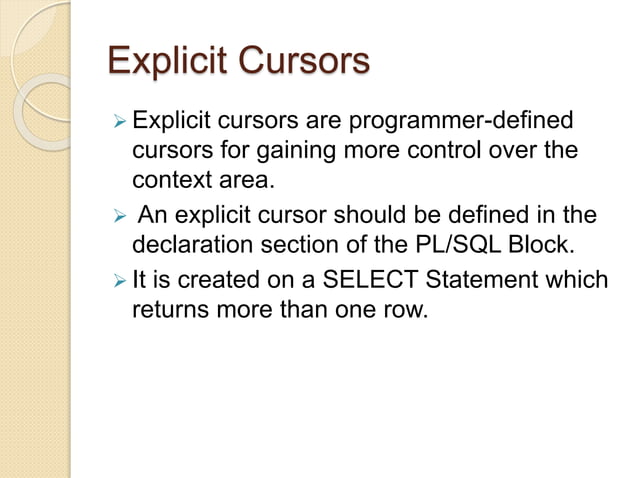 PL/SQL - CURSORS | PPTX