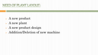  A new product
 A new plant
 A new product design
 Addition/Deletion of new machine
 