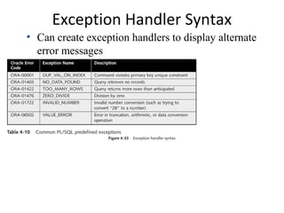 Exception Handler Syntax
• Can create exception handlers to display alternate
error messages

 