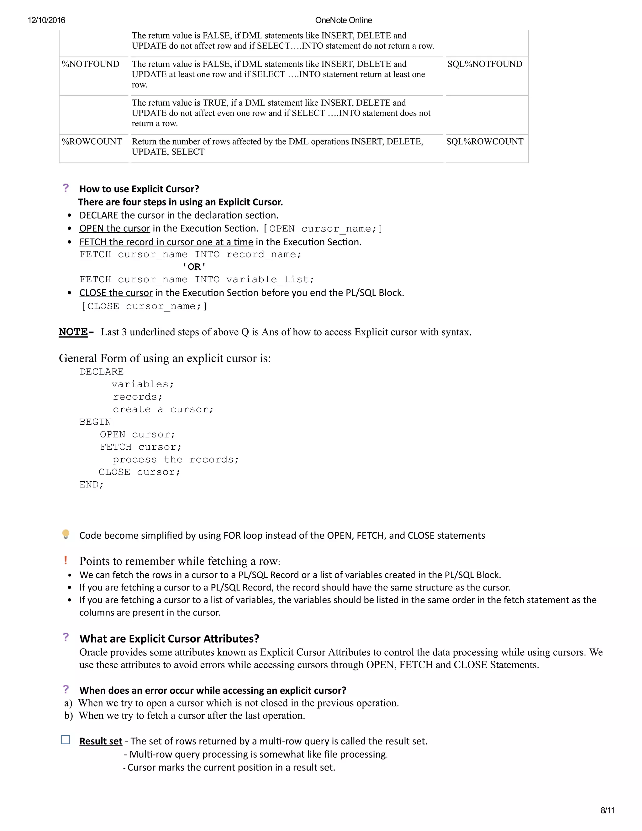 PL-SQL, Cursors & Triggers | PDF