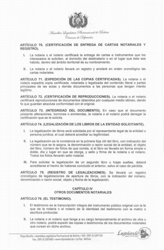 PROYECTO DE LEY DEL NOTARIADO (BOLIVIA)