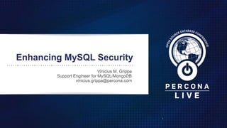 Enhancing MySQL Security
Vinicius M. Grippa
Support Engineer for MySQL/MongoDB
vinicius.grippa@percona.com
1
 