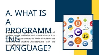 PL 1 Overview of Programming Languages. Learn about syntax, semantics ...