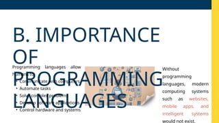 PL 1 Overview of Programming Languages. Learn about syntax, semantics ...