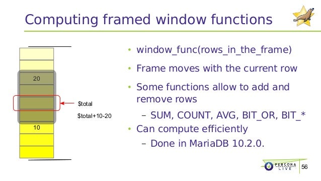 Window functions in MariaDB 10.2
