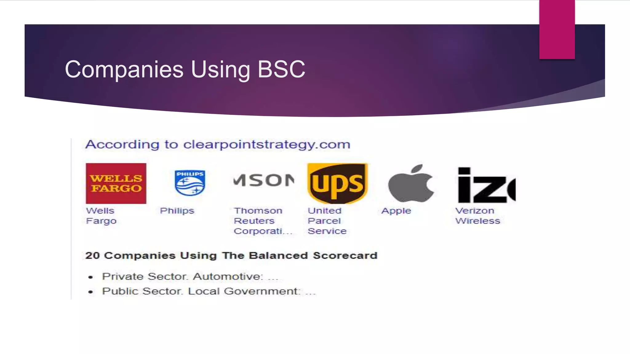 Companies Using BSC
 
