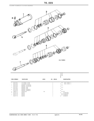 PLANTADEIRAS SLC-JOHN DEERE 710RF, 712 E 716 CQ30174 Nov98
CILINDRO HIDRÁULICO DA RODA ESQUERDA
1
2
3
4
5
6
7
DQ15451
DQ15452
DQ15455
DQ15456
DQ15461
DQ15462
DQ15999
DQ16254
58M5573
DQ30719
DQ30718
DQ30714
DQ30715
CILINDRO HIDR
CILINDRO HIDR
REPARO HIDROVER
REPARO HIDROVER
REPARO DHB
REPARO DHB
REPARO ALBARUS
REPARO ALBARUS
GRAXEIRA
HASTE
HASTE
HASTE
HASTE
AR
7
1
0
R
F
7
1
2
7
1
6
X X
X
X X
X
X X
X
X X
X
X X
X
X X
X X
X
INCL KEYS 5
INCL KEYS 5
M6
HIDROVER
HIDROVER
ALBARUS
ALBARUS
70.005
-
-
-
-
-
-
-
-
-
-
-
-
-
ITEM NÚMERO DESCRIÇÃO QTDE OBSERVAÇÕESNO. SÉRIE
 