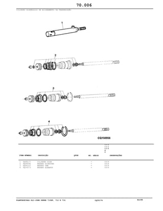 PLANTADEIRAS SLC-JOHN DEERE 710RF, 712 E 716 CQ30174 Nov98
CILINDRO HIDRÁULICO DE ACIONAMENTO DA TRANSMISSÃO
1
2
3
4
DQ08177
DQ06095
DQ06107
DQ14273
CILINDRO HIDR
REPARO HIDROVER
REPARO DHB
REPARO ALBARUS
7
1
0
R
F
7
1
2
7
1
6
X X X
X X X
X X X
X X X
70.006
-
-
-
-
ITEM NÚMERO DESCRIÇÃO QTDE OBSERVAÇÕESNO. SÉRIE
 